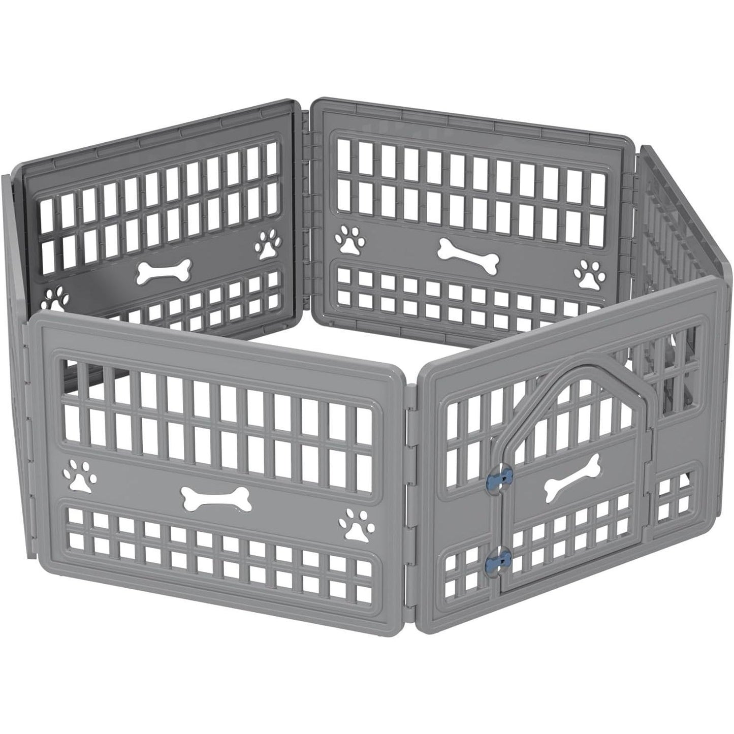 Extra Large Dog Playpen & House, Weatherproof PVC Shelter with Elevated Bed, Heavy-Duty Steel Frame, Ideal for Large Dogs & Multi-Pet Playgroups (67.2x67.2x23.7 Inches, Blue)