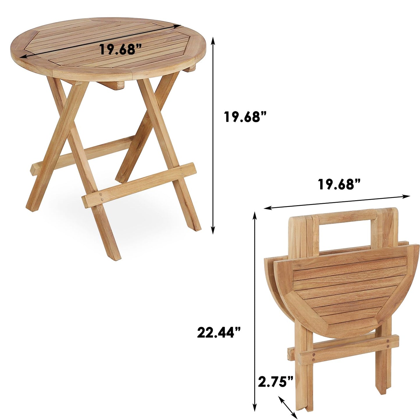 Yardgrace Folding Side Tables for Patio,Portable Side Coffee Table for Garden,Lawn,Porch,Backyard (Round Picnic Table)