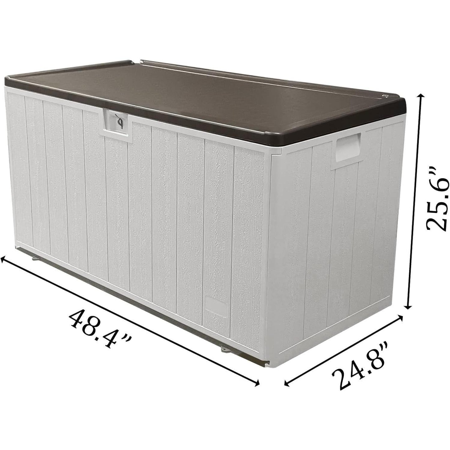 110 Gallon Pro Lockable Resin Deck Box, Waterproof Outdoor Storage Box for Patio Furniture, Garden Tools, Pool Accessories, UV-Resistant Outside Delivery, Grayish Brown