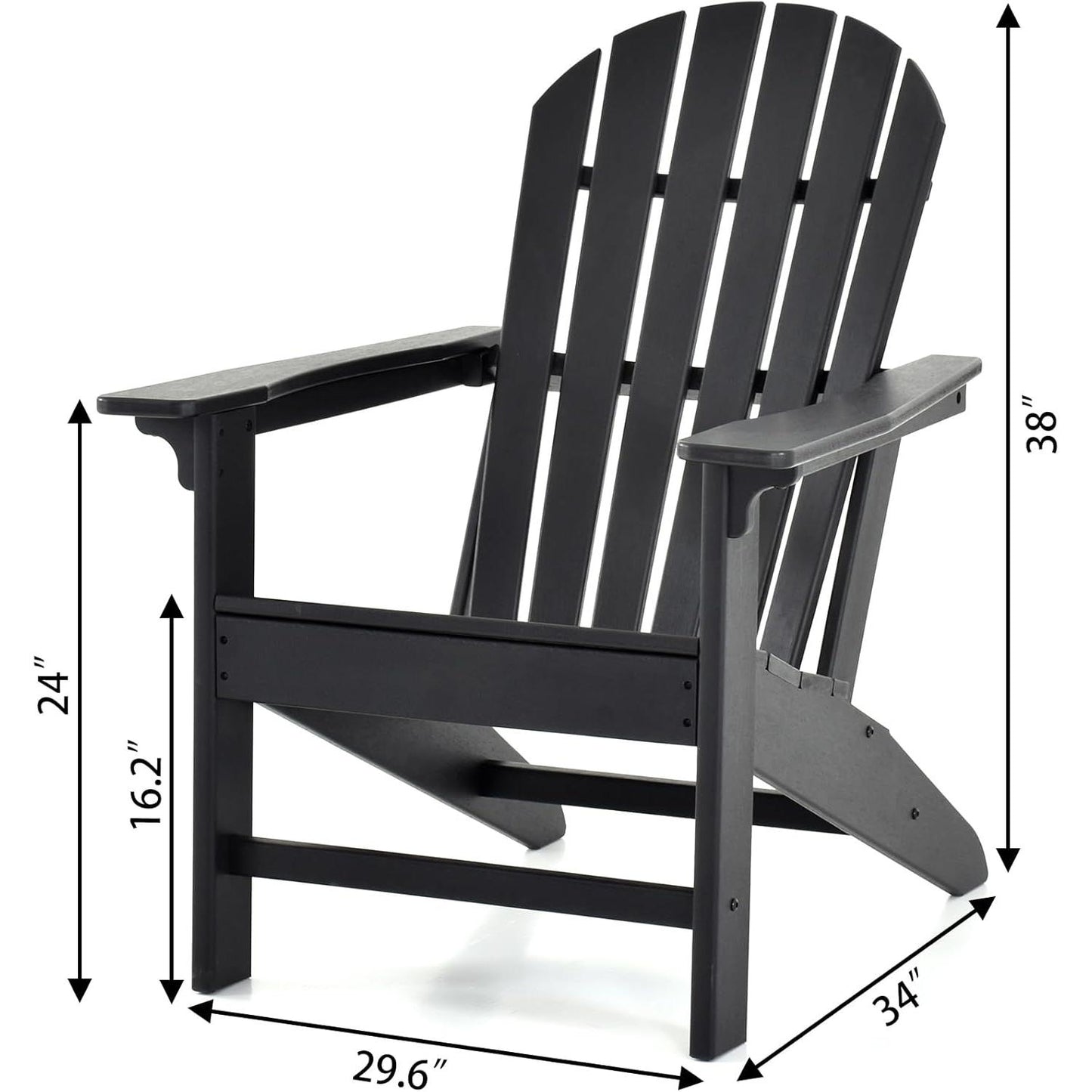 3-Piece Adirondack Patio Furniture Set with Side Table, All-Weather HDPE Outdoor Furniture for Deck, Garden, Backyard, Woodgrain Finish, Fade-Resistant and Easy Assembly