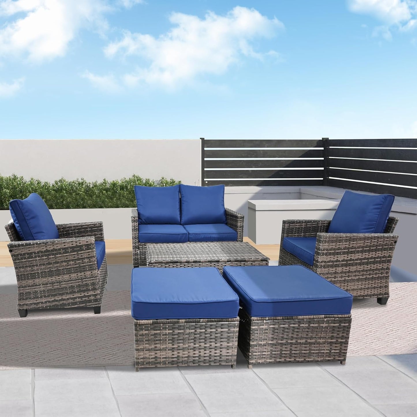Outdoor Wicker Coffee Table with Storage & Hydraulic Rod – All-Weather Patio Furniture, Brown Rattan Side Table for Garden, Deck, Backyard & Balcony