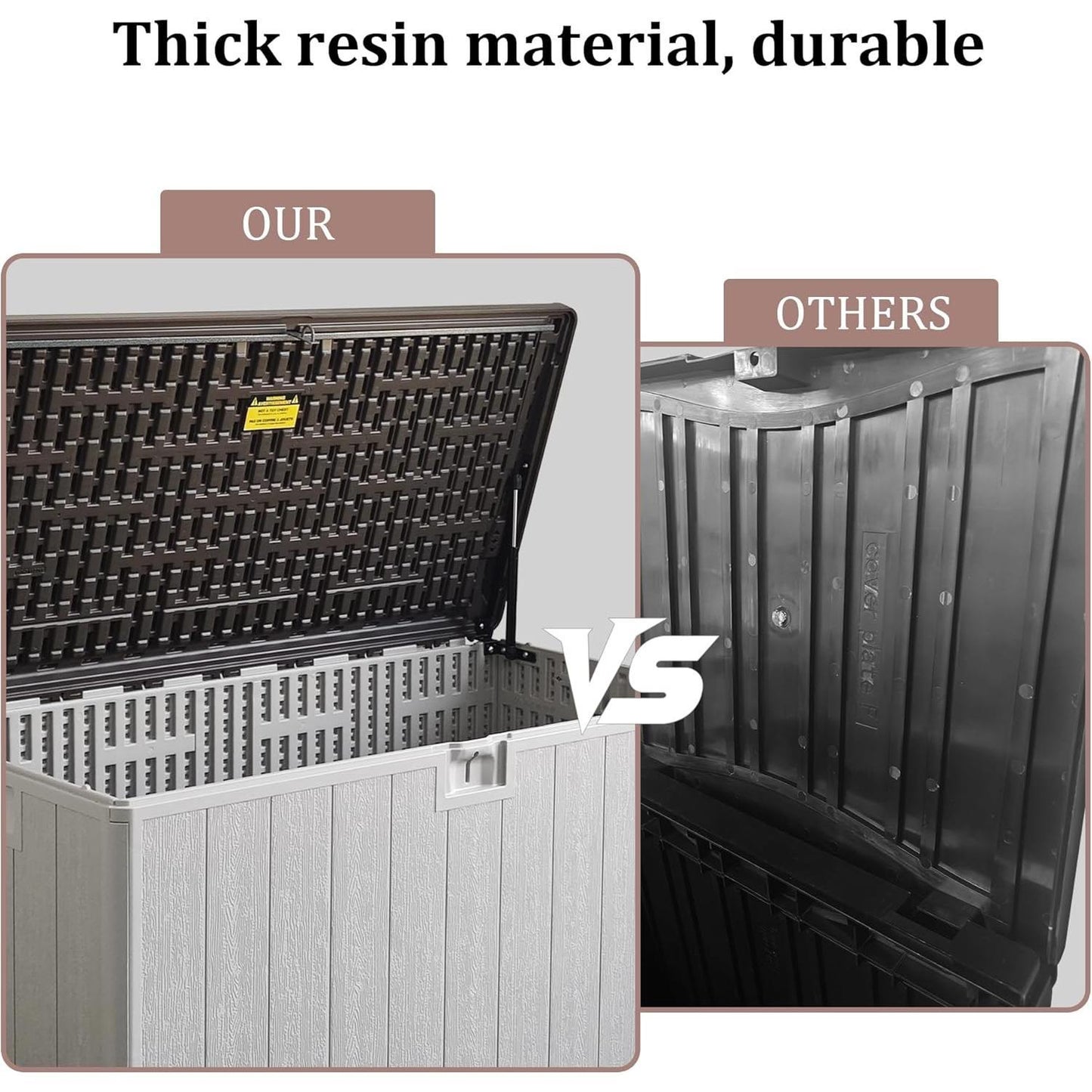 110 Gallon Pro Lockable Resin Deck Box, Waterproof Outdoor Storage Box for Patio Furniture, Garden Tools, Pool Accessories, UV-Resistant Outside Delivery, Grayish Brown