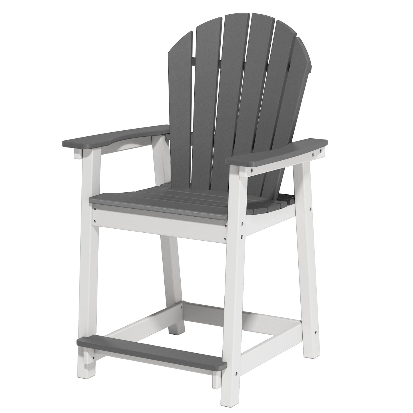 Outdoor Tall Adirondack Chairs, HDPE Weather Resistant Outdoor Balcony Patio Bar Stool Chair with Widened Arms, High Back, Footrest All-Weather Bar Chair for Garden, Yard, Backyard, Capacity 400lbs