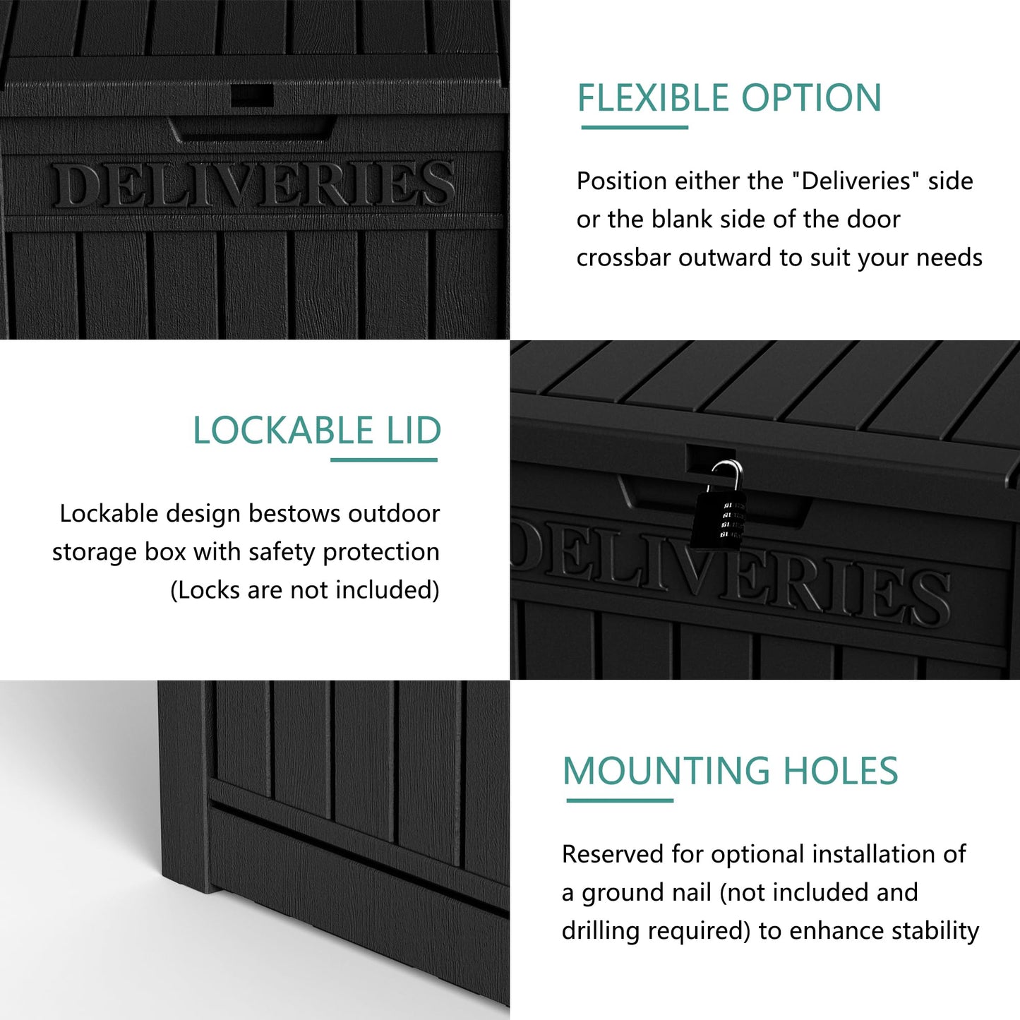【Flash Sale】55 Gallon Deck Box, Delivery Box Outdoor Storage Box Lockable, Waterproof for Patio Furniture, Garden Tools, Pool Accessories, Package Delivery Boxes For Outside