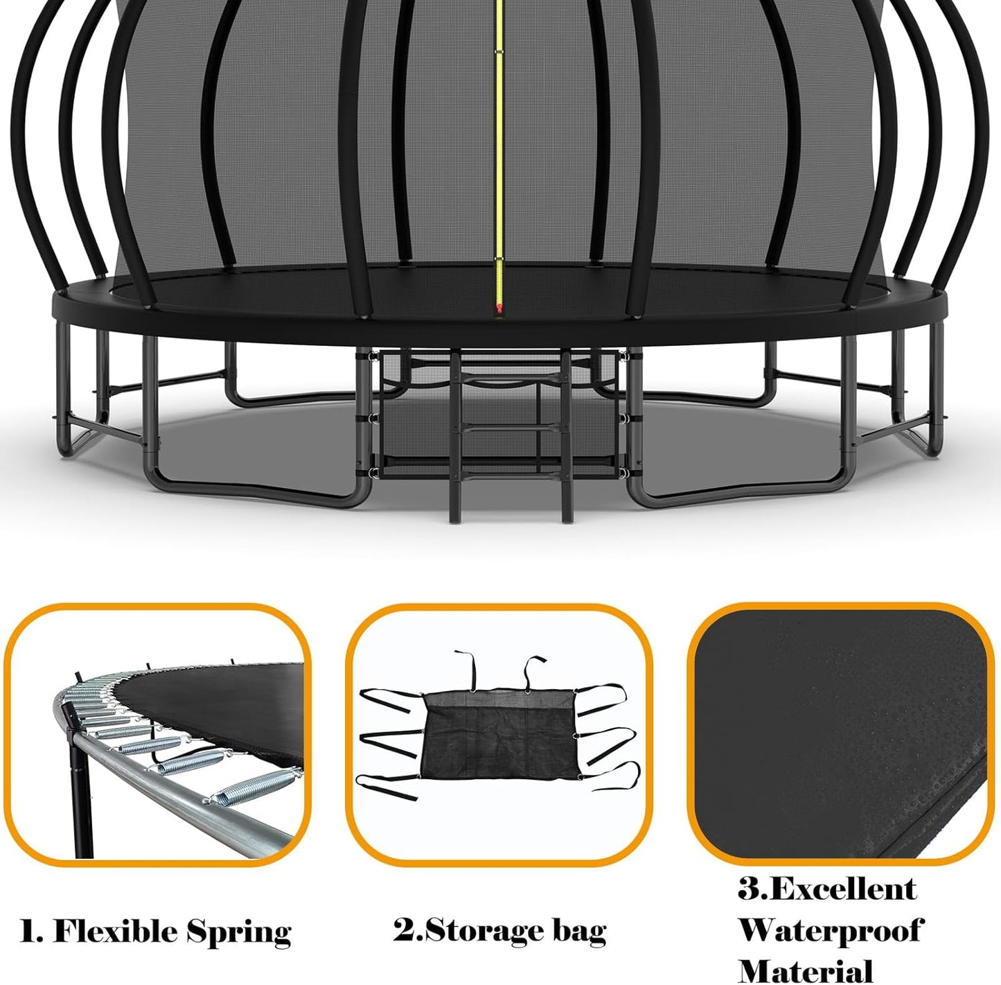 Yardgrace Outdoor Trampoline, Recreational Trampolines with Enclosure Net and Ladder, Outdoor Anti-Rust Trampolines for Kids and Adults, Gifts for Kids