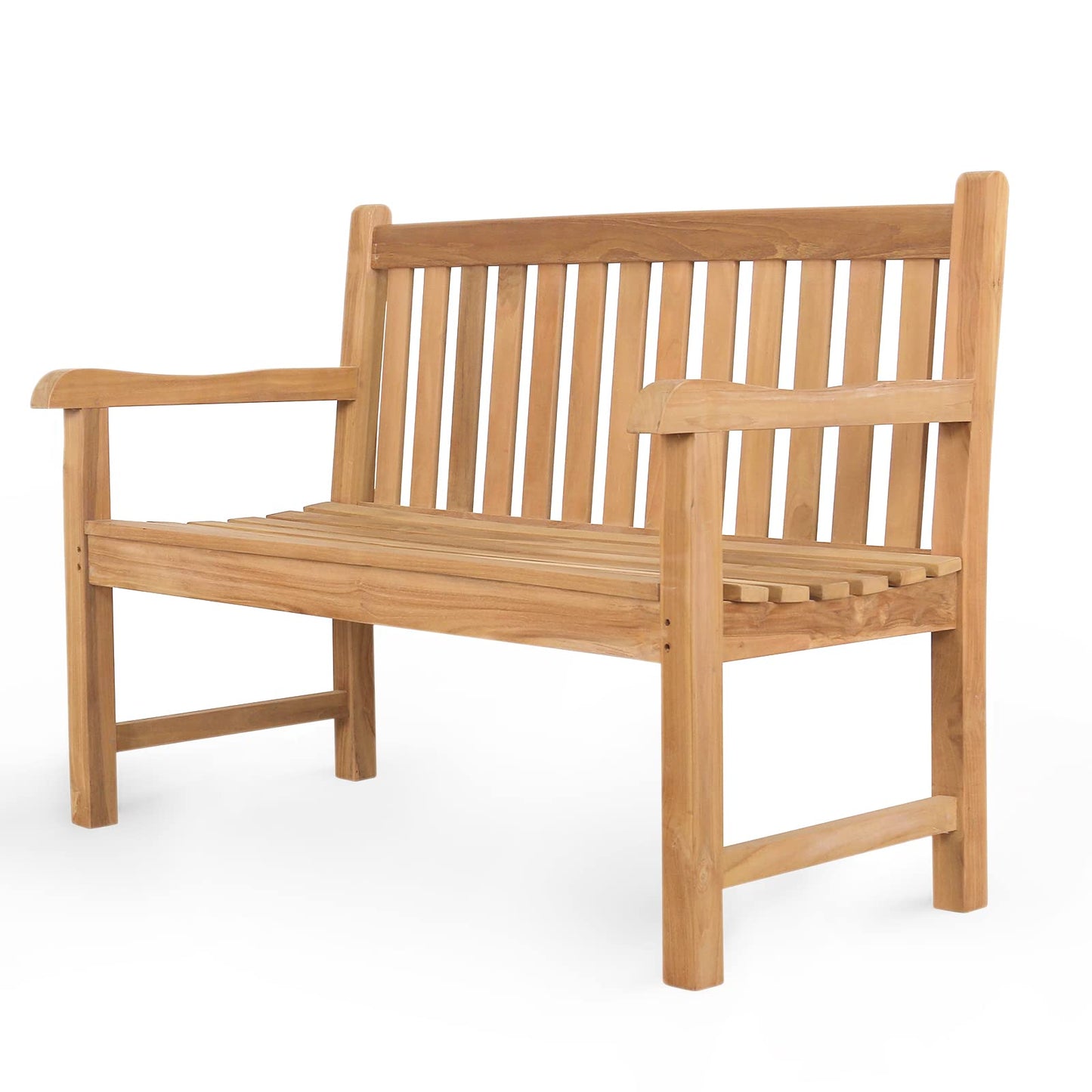 Yardgrace 2-Person Outdoor Bench, A-Grade Natural Teak Bench - Outdoor Garden Bench with Curved Backrest & Arch Armrest, Patio Bench -Weatherproof Garden Seating for, Balcony Porch & Park, All-Weather Fade-Resistant Patio Furniture