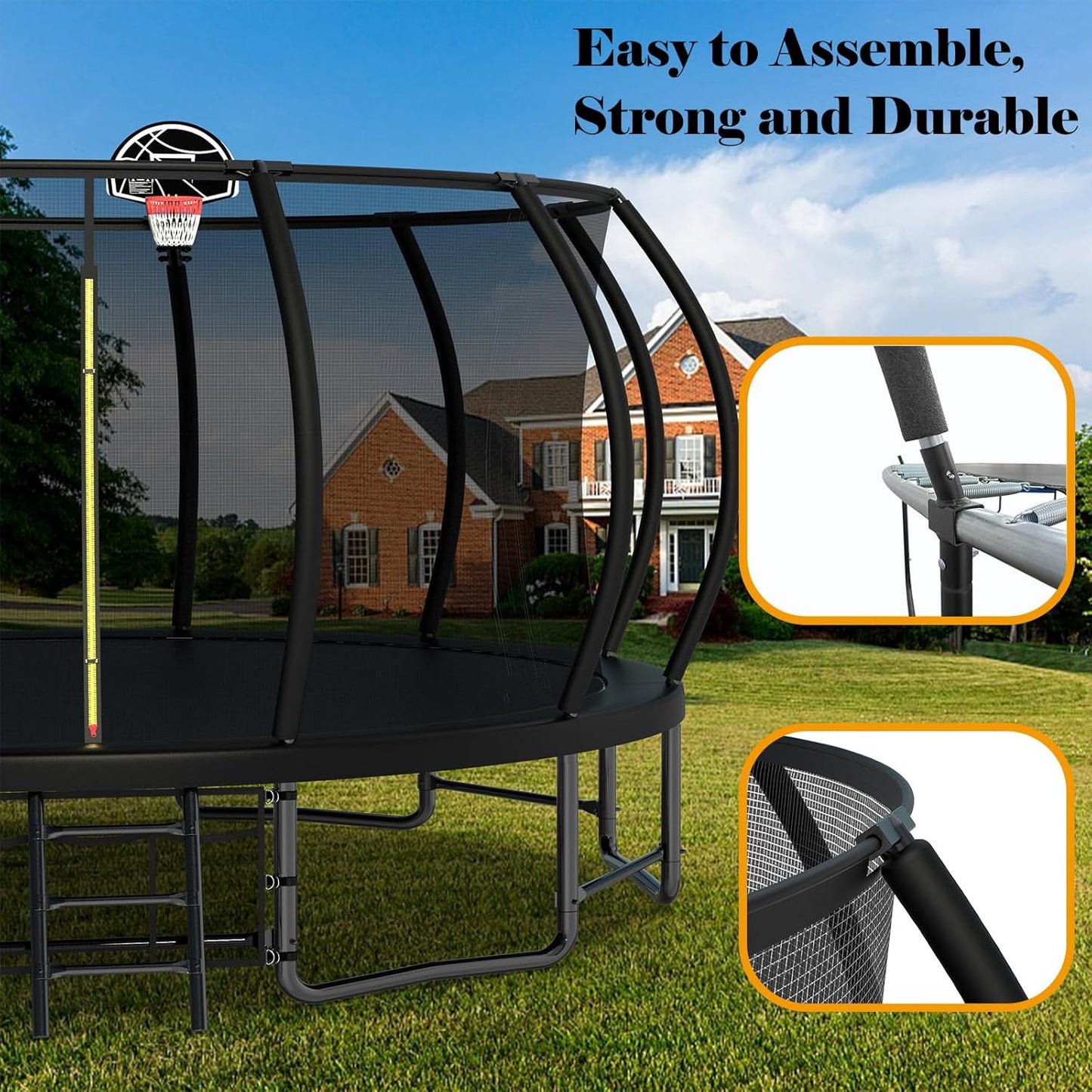 Yardgrace Outdoor Trampoline, Recreational Trampolines with Enclosure Net and Ladder, Outdoor Anti-Rust Trampolines for Kids and Adults, Gifts for Kids