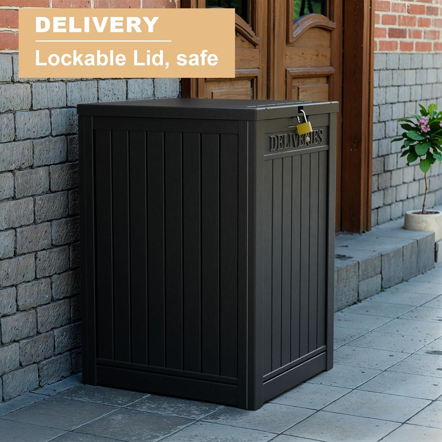 【Flash Sale】55 Gallon Deck Box, Delivery Box Outdoor Storage Box Lockable, Waterproof for Patio Furniture, Garden Tools, Pool Accessories, Package Delivery Boxes For Outside