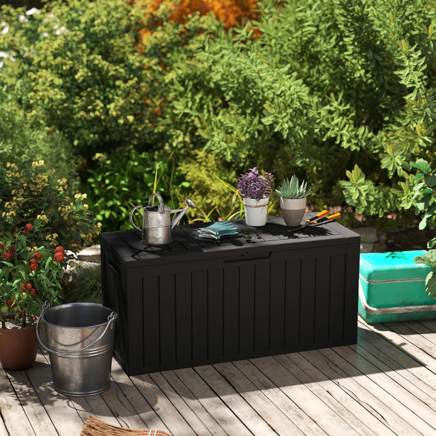 【Price Slash】75 Gallon Lockable Resin Deck Box, Black, Waterproof & UV-Resistant Outdoor Storage Box for Outdoor Cushion Storage, Delivery Storage, Patio Furniture, Pool Toys, Garden Tools, Easy assembly