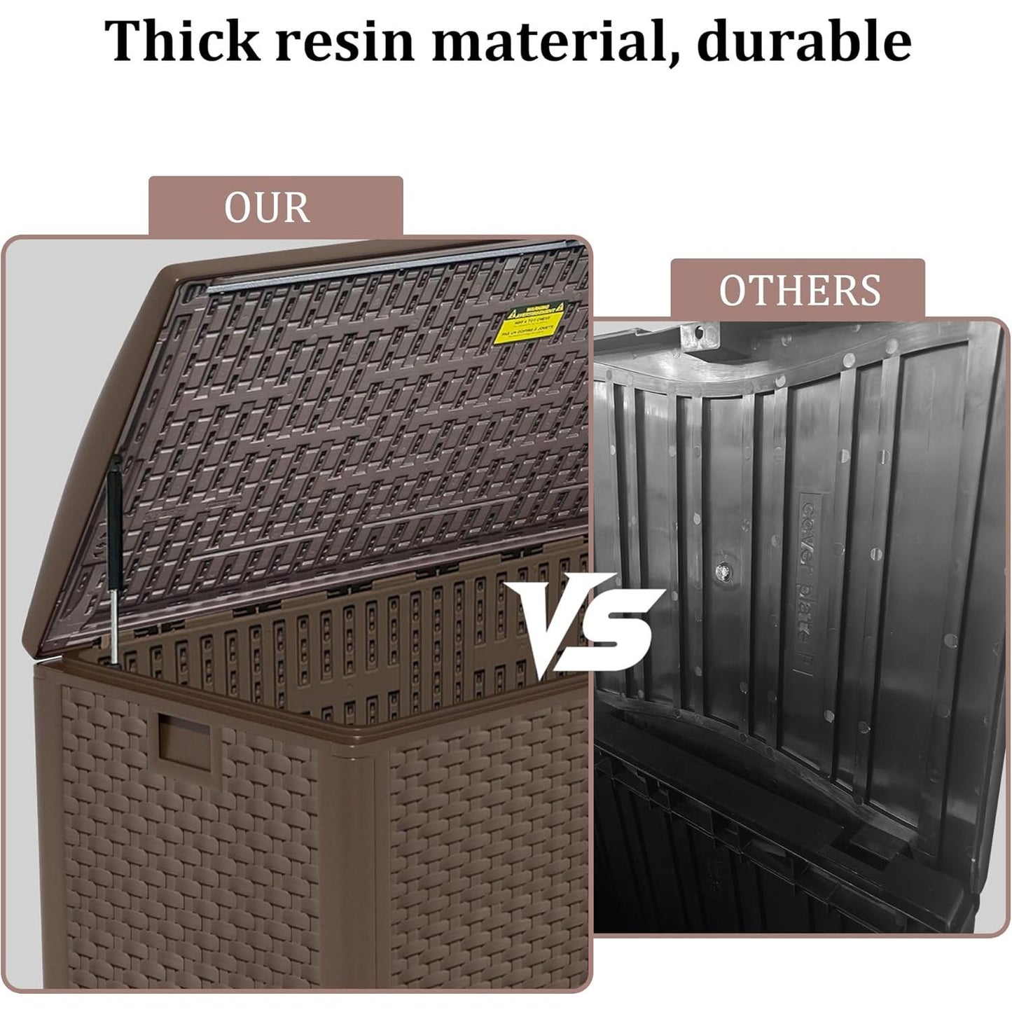 150 Gallon Pro Lockable Resin Deck Box, Waterproof Outdoor Storage Box for Patio Furniture, Garden Tools, Pool Accessories, UV-Resistant Outside Delivery, Brown