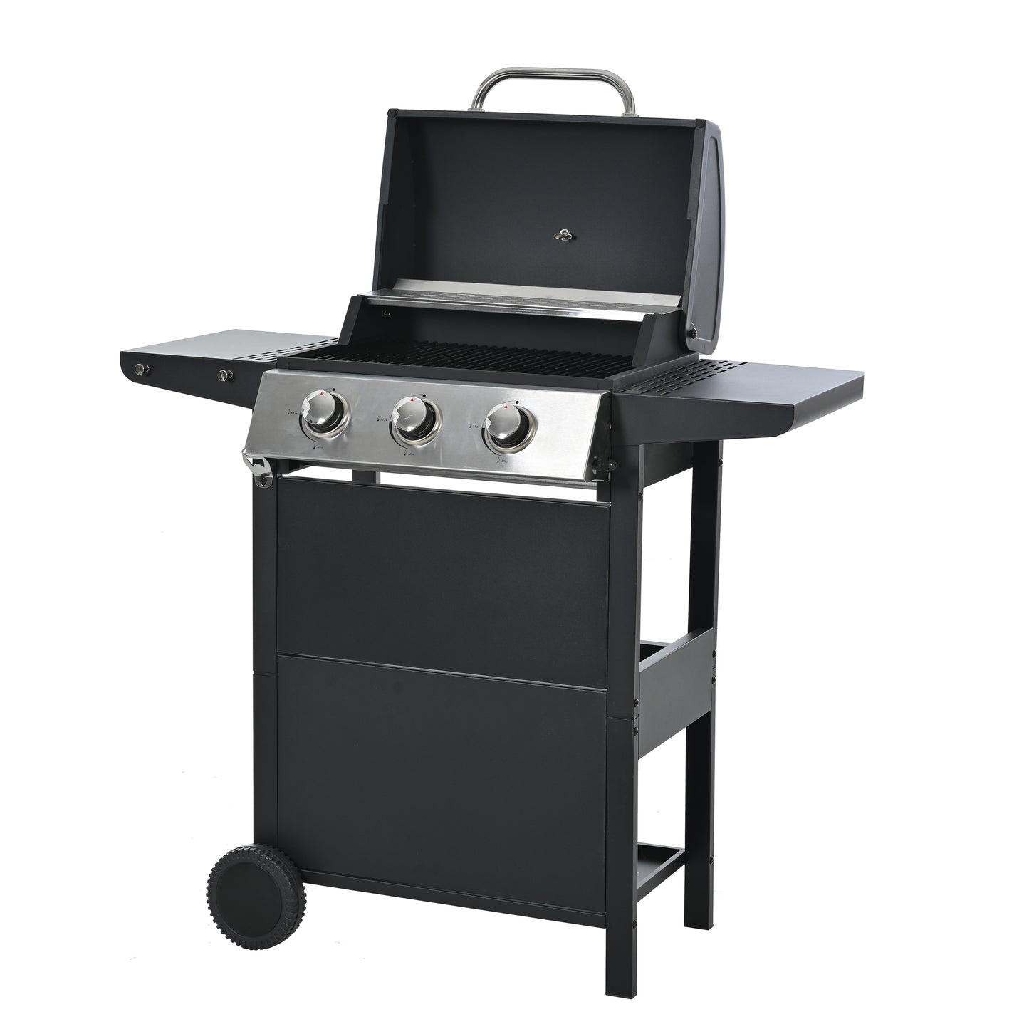 Propane Gas Grill with 3 Stainless Steel Burners 26,000 BTUs Black