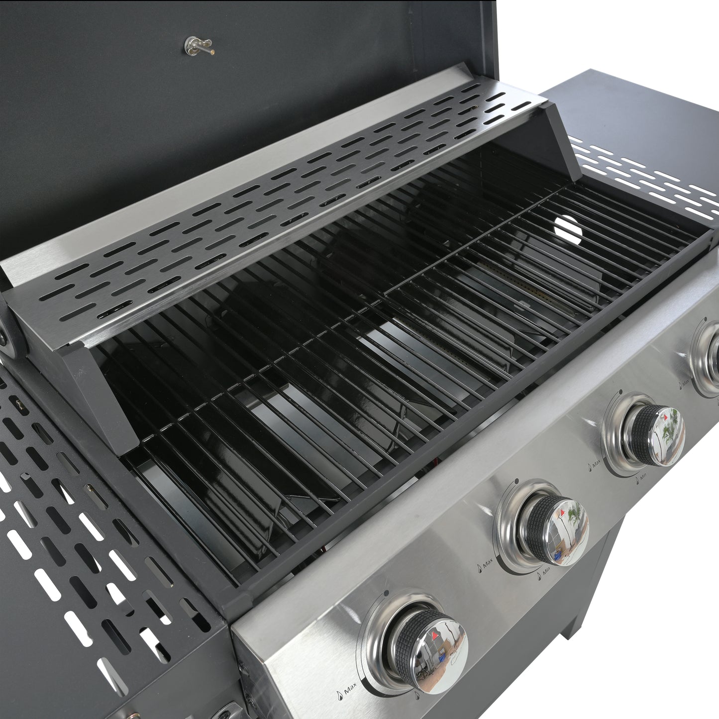 Propane Gas Grill with 4 Stainless Steel Burners 34,000 BTUs Black
