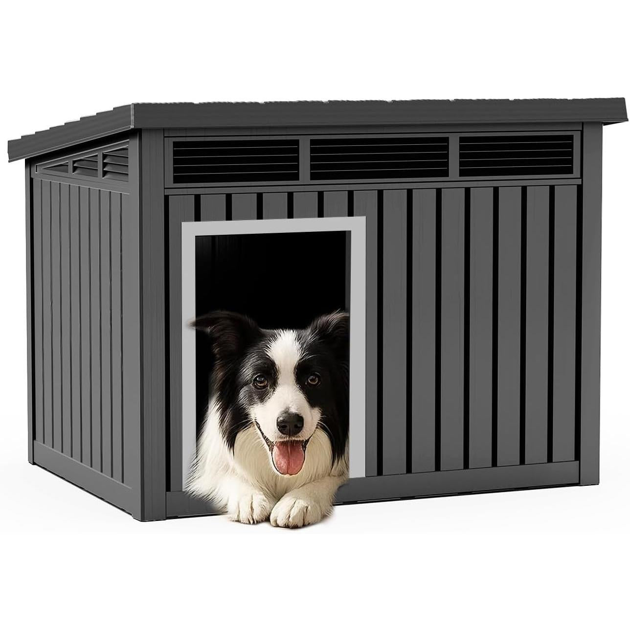 Yardgrace Dog House for Both Indoor and Outdoor with Weatherproof Roof Removable Floors for Medium to Large Dogs Interior Space (Black, Large (42.87 * 32.95 * 31.61''))