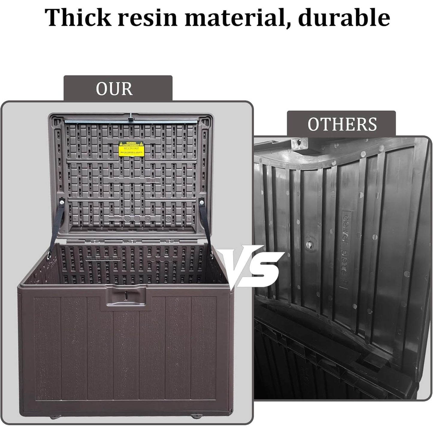 33 Gallon Pro Lockable Resin Deck Box, Waterproof Outdoor Storage Box for Patio Furniture, Garden Tools, Pool Accessories, UV-Resistant Outside Delivery, Brown