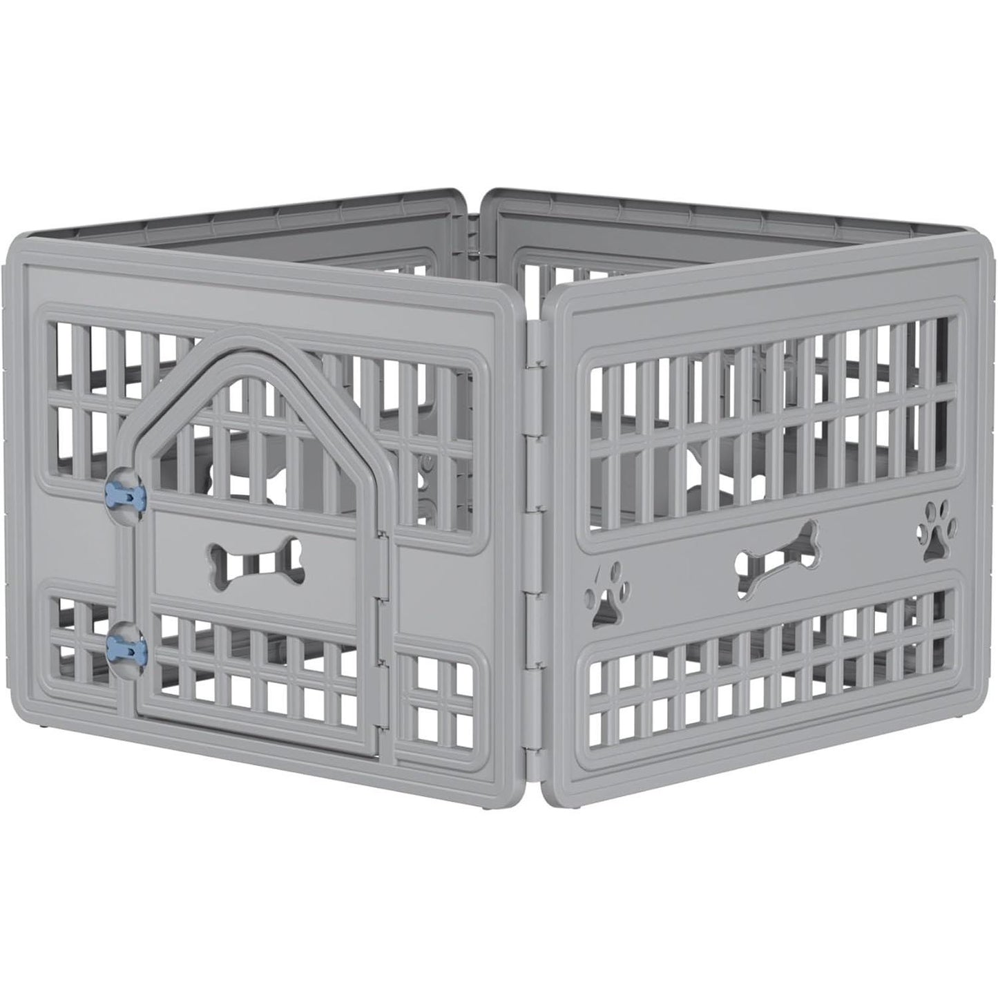 Yardgrace Dog Playpen & House Combo, Indoor Outdoor Waterproof Kennel with Elevated Floor & Ventilation, Sturdy Shelter for Small Medium Dogs, Easy Assembly (Gray, 33.5x33.5x23.8 Inches)
