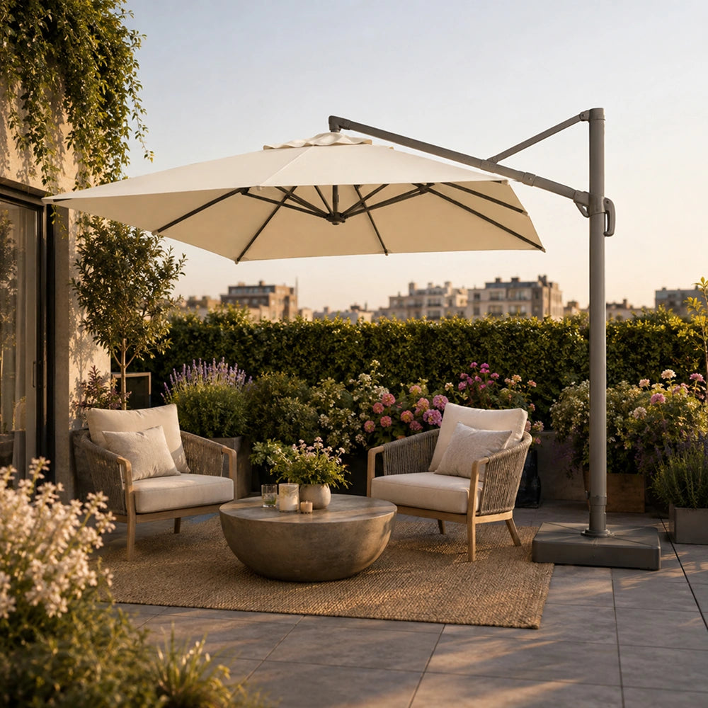 10 ft. Cantilever Patio Umbrella with Offset Arm and Base