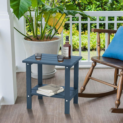 Yardgrace Outdoor Side Table,2-Tier Adirondack HDPE Small Patio Table for Porch, Yard, Weather Resistant, Outside or Indoor