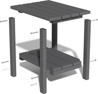 Yardgrace Outdoor Side Table,2-Tier Adirondack HDPE Small Patio Table for Porch, Yard, Weather Resistant, Outside or Indoor