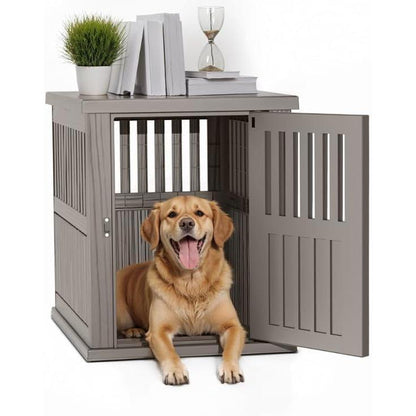 Extra Large Weatherproof Dog House for Large Breeds - Indoor Outdoor Kennel with Asphalt Roof, Brown - 39.4" L x 28.4" W x 32.8" H