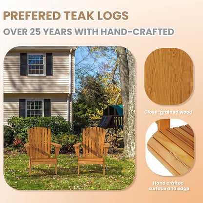 【Flash Sale】Yardgrace Teak Wood Adirondack Chair Wide Armrest, Durable and Weather Resistant, Garden Furniture for Outdoor, Patio or Beach, Deck, Lawn, Swimming Pool, Backyard or Terrace