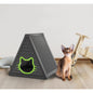 【Dealsforyourdays】Modern Cat Cave Bed with Scratch Pad & Hideaway Tent - 23.8"x25.6"x25.7" Large Indoor Cat House for Multi Cats/Kittens - Sturdy Grey Plush Condo with Non-Slip Bottom, Black