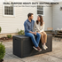 120 gallon black waterproof outdoor storage deck box with stormproof resin shell construction