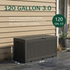 120 gallon black outdoor storage bench box with reinforced seat lid for patio seating and storage