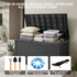 120 gallon black resin deck box with over 90 degree opening lid for garden tools and outdoor supplies