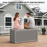 120 gallon light brown waterproof outdoor storage deck box with stormproof resin shell design