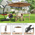 Cantilever patio umbrella with folding and rotation control details