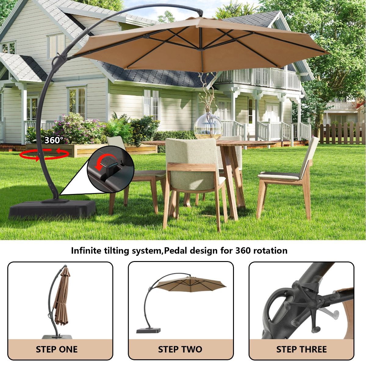 10' Outdoor Patio Umbrella for Shade & Relaxing