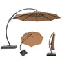 10 ft cantilever patio umbrella shown open, top view and folded