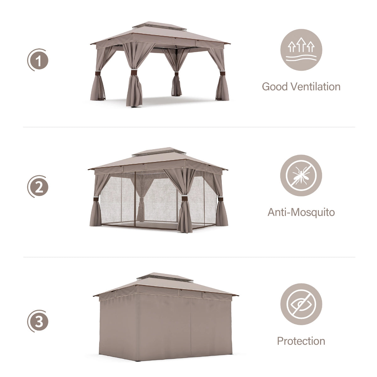 10' × 13' Roman-Style Gazebo for Patio & Backyard