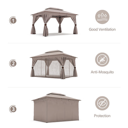10' × 13' Roman-Style Gazebo for Patio & Backyard