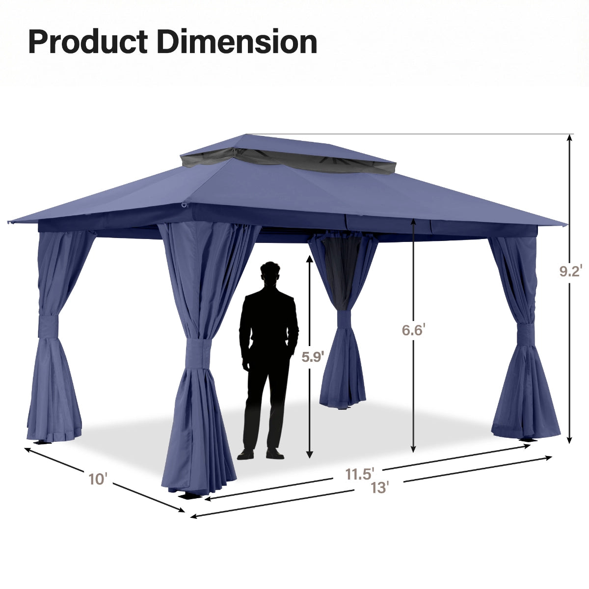 10' × 13' Roman-Style Gazebo for Patio & Backyard
