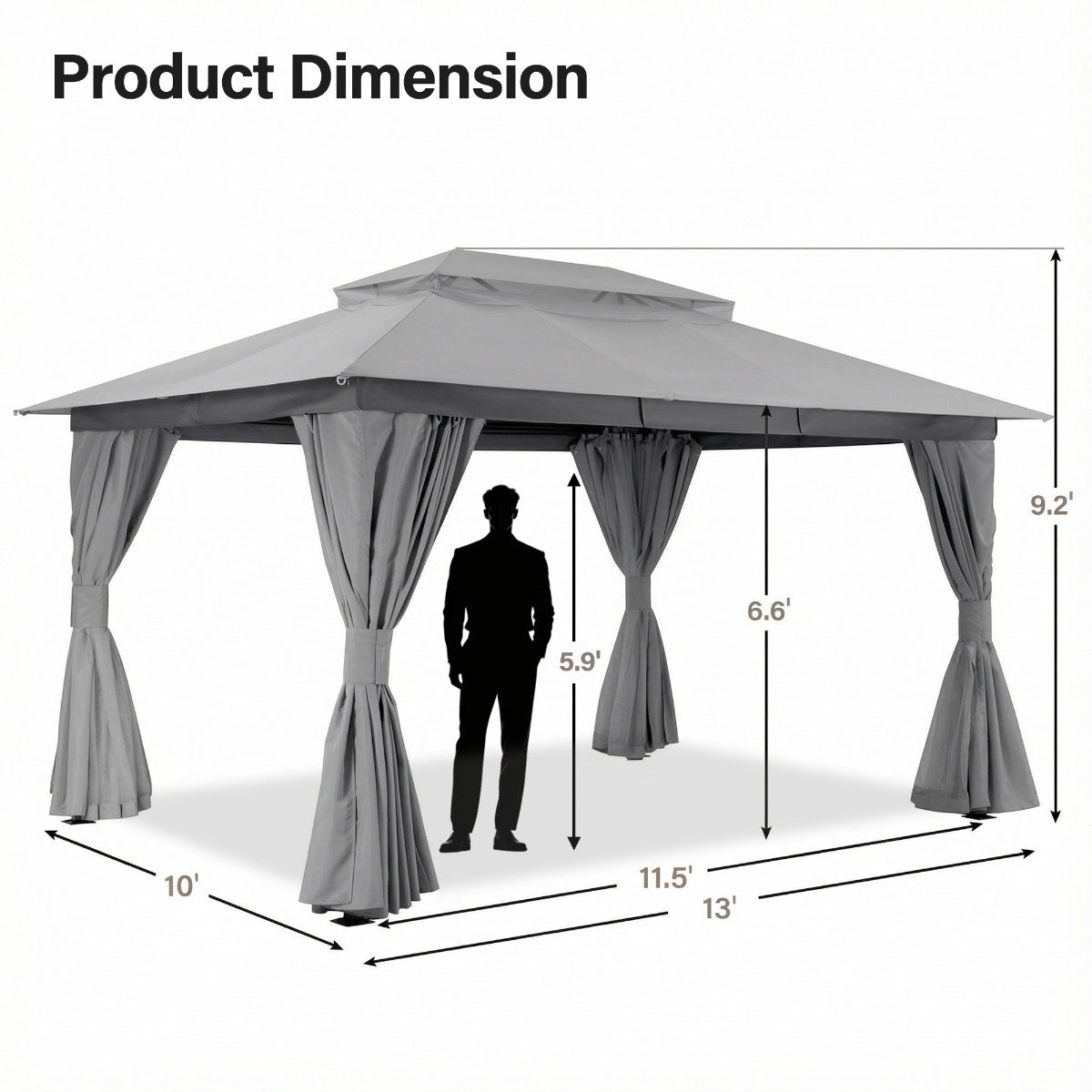 10' × 13' Roman-Style Gazebo for Patio & Backyard