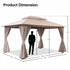 10 x 13 gazebo with furniture arranged beneath the soft top