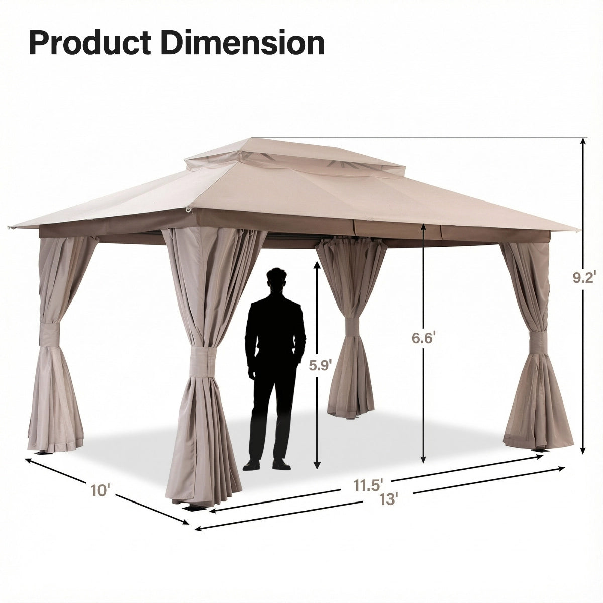 10' × 13' Roman-Style Gazebo for Patio & Backyard