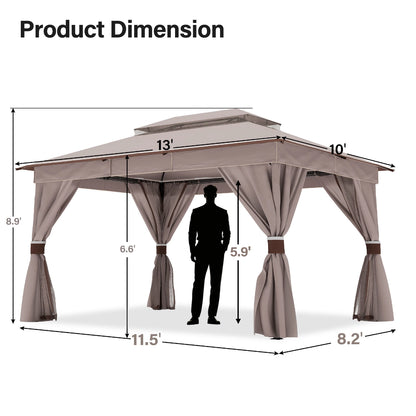 10' × 13' Roman-Style Gazebo for Patio & Backyard