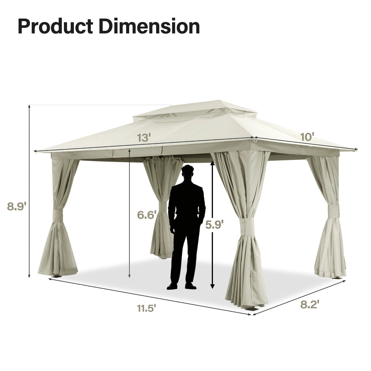 10' × 13' Roman-Style Gazebo for Patio & Backyard