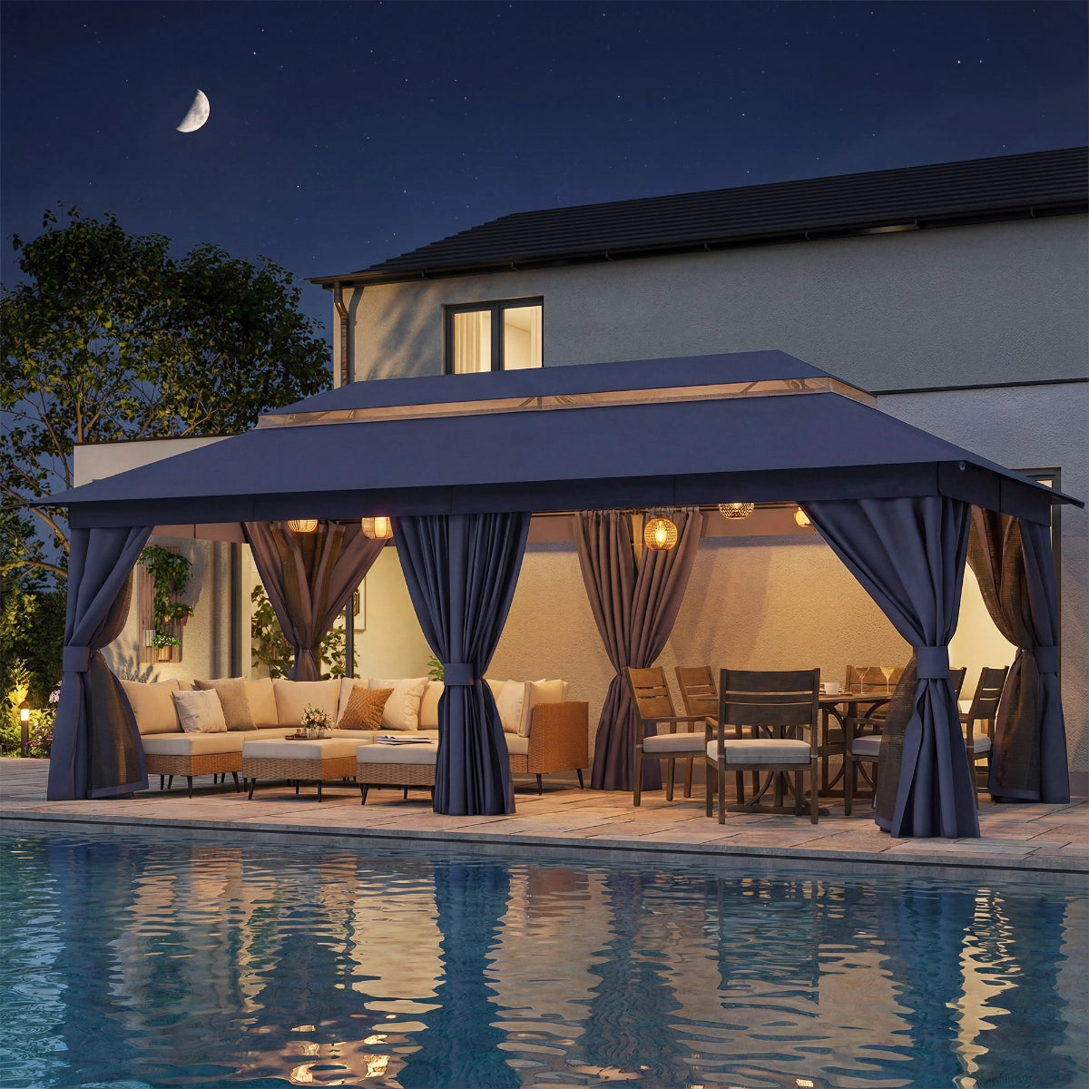 10' × 20' Large Roman-Style Backyard Gazebo for Dining & Entertaining