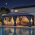 Large Roman-style gazebo with dining and lounge seating