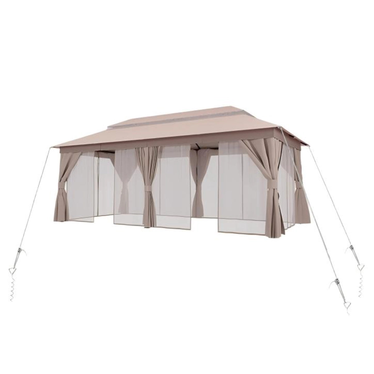Powder-coated galvanized steel frame on outdoor gazebo