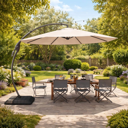 11' Aluminum Cantilever Patio Umbrella with 360° Rotation