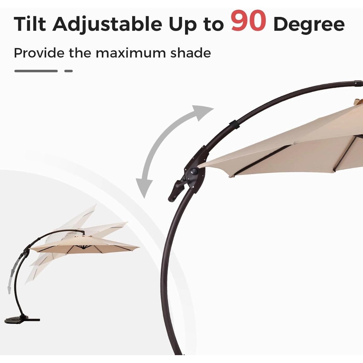 11' Aluminum Cantilever Patio Umbrella with 360° Rotation