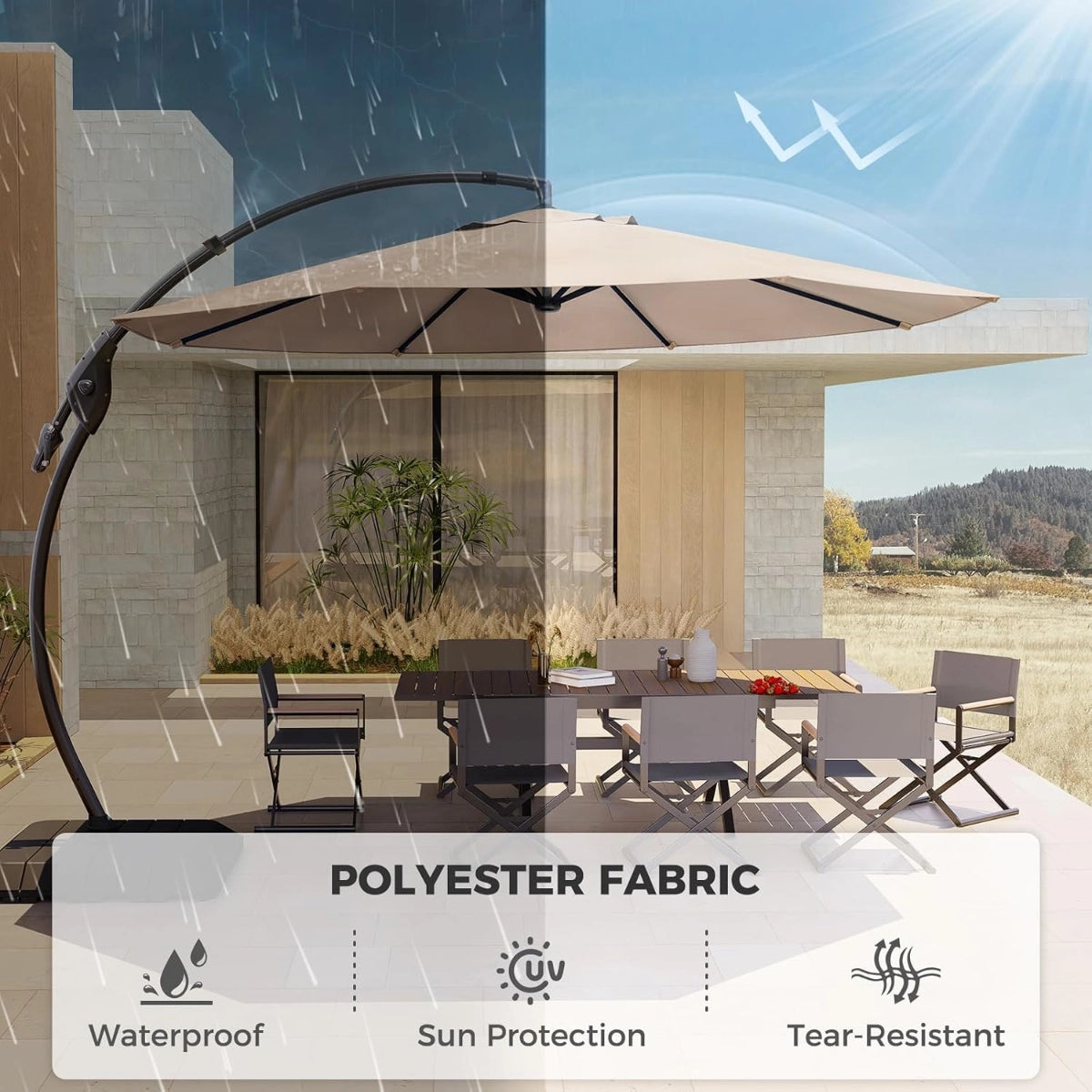 11' Aluminum Cantilever Patio Umbrella with 360° Rotation