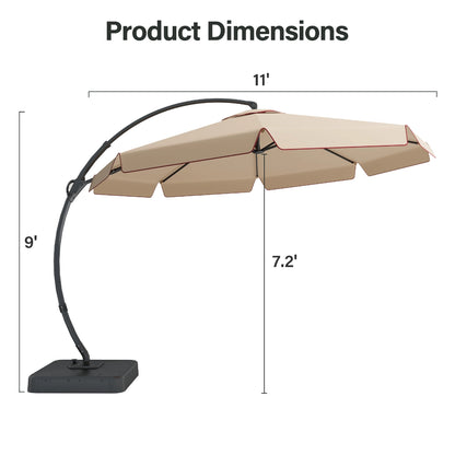 11 FT Deluxe Curved Cantilever Umbrella with Valance