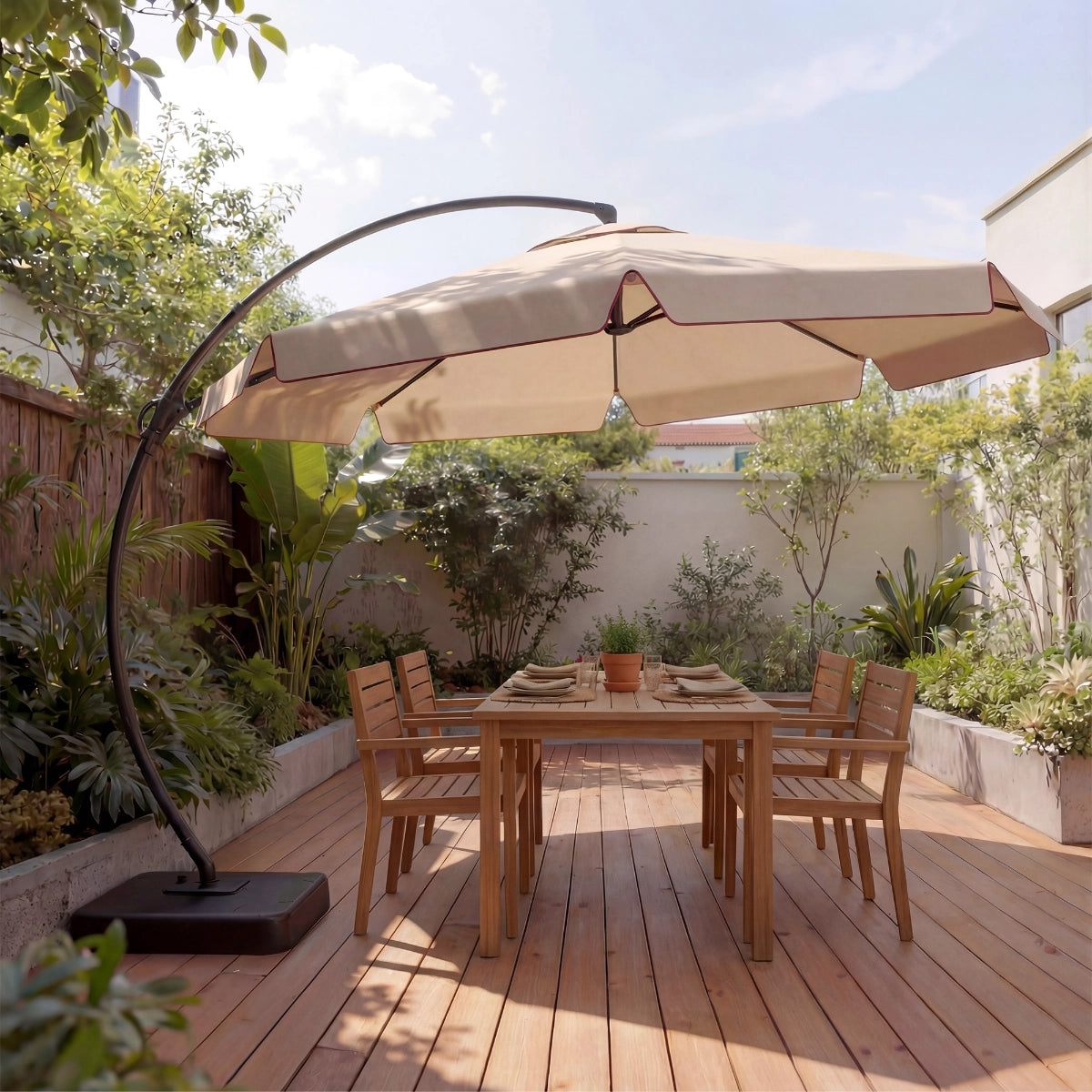 11 FT Deluxe Curved Cantilever Umbrella with Valance