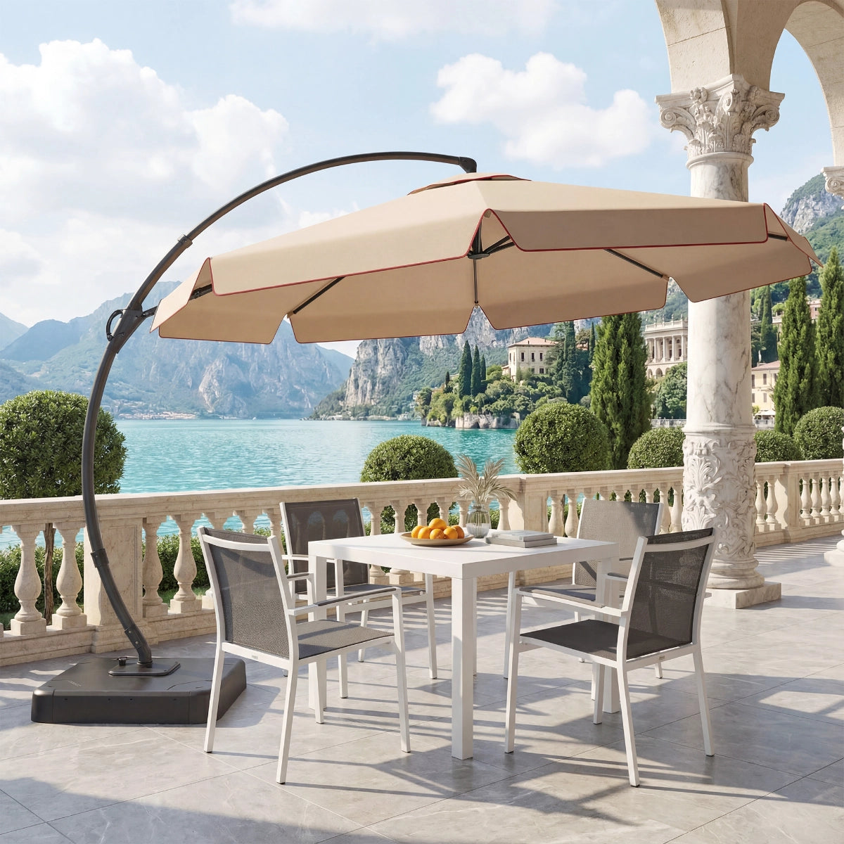 11 FT Deluxe Curved Cantilever Umbrella with Valance
