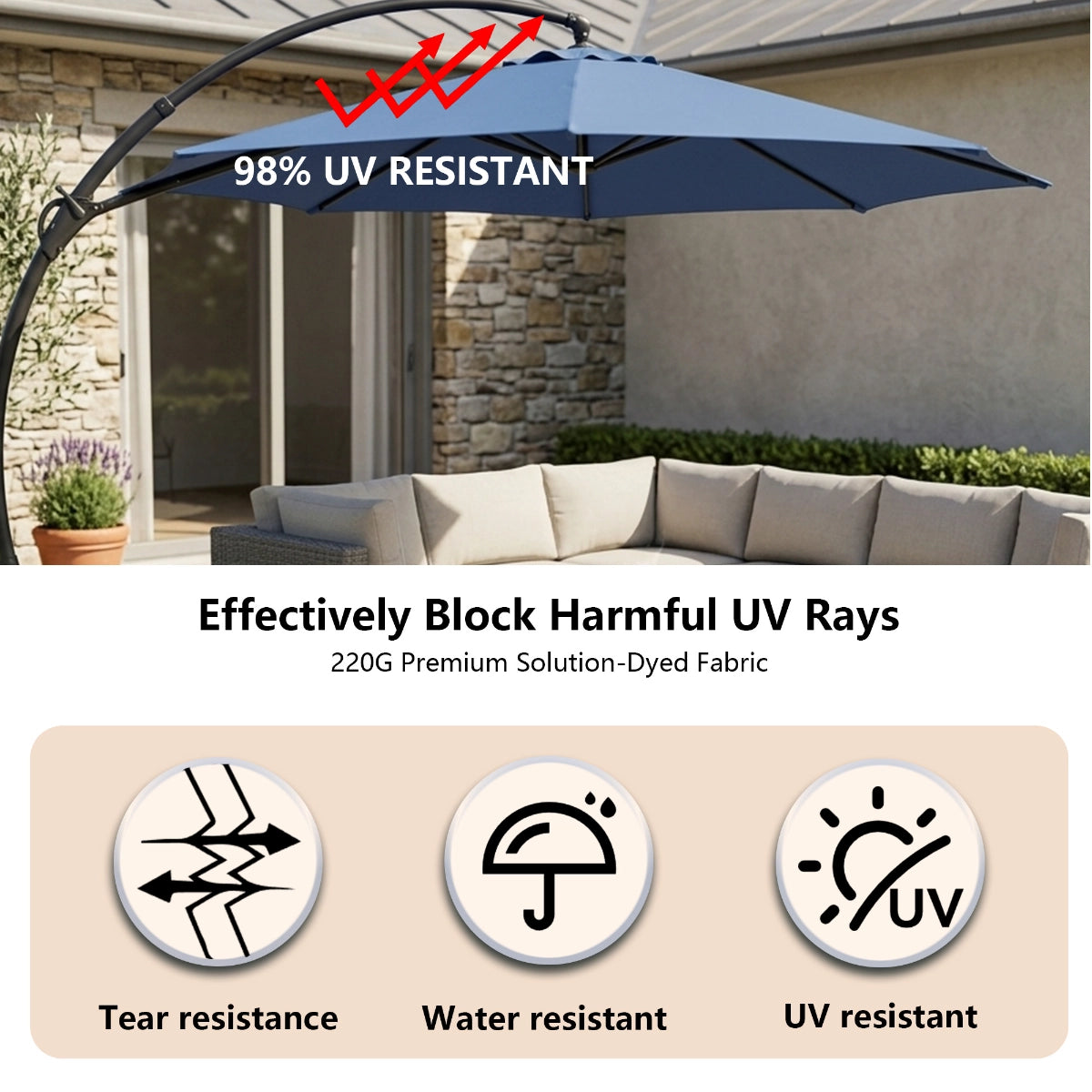 12' Deluxe Cantilever Patio Umbrella for Large Outdoor Spaces